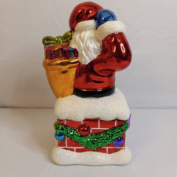 2004 CHRISTOPHER RADKO Christmas Glass SANTA CLAUS Candy Box Glitter 7.5 " H - Picture 4 of 10